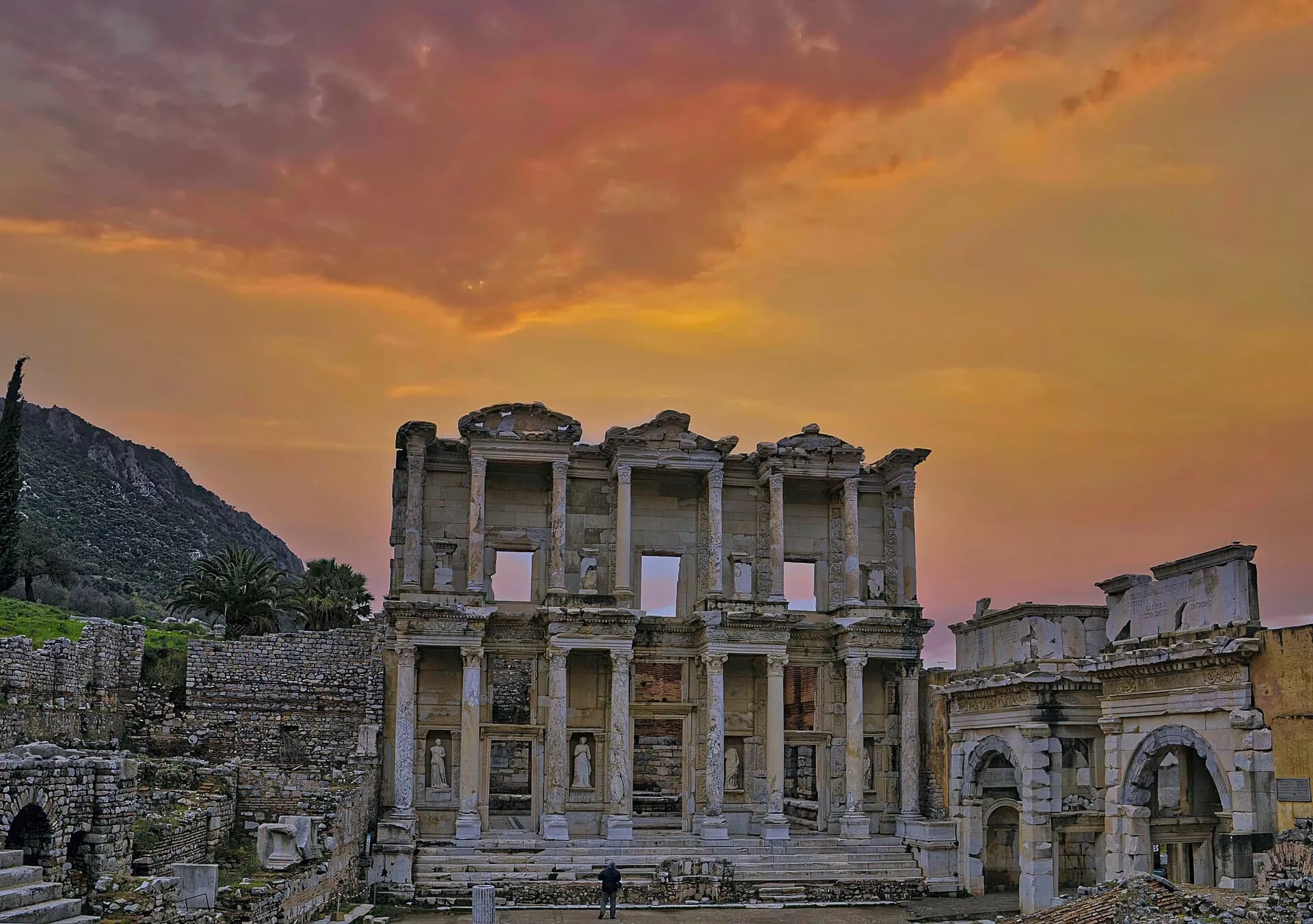 Sunset over the Library of Celsus, Ephesus