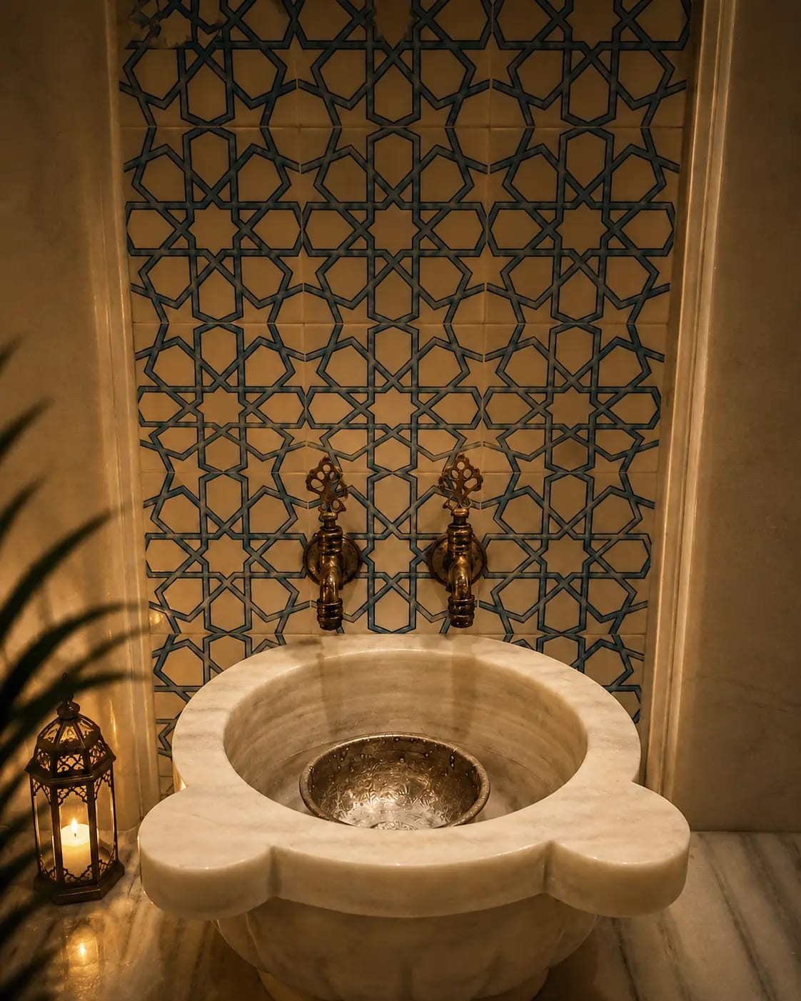 Aurora Spa marble hammam basin in Kusadasi